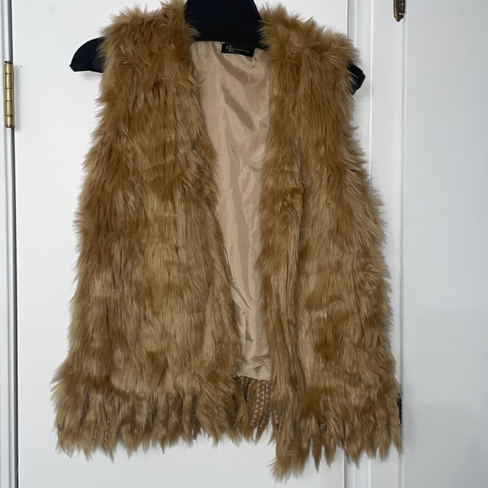 Camel color fur vest size small
